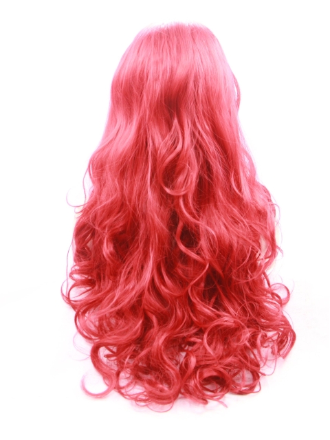  Curly Synthetic Red Without Bangs Long Lace Front Women Wigs