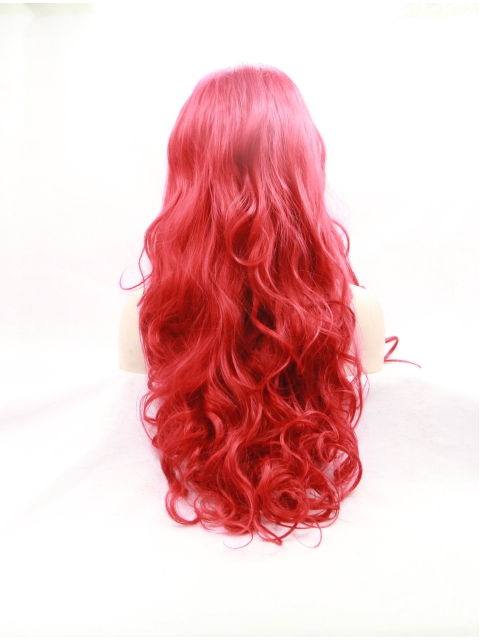  Curly Synthetic Red Without Bangs Long Lace Front Women Wigs