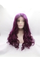  Curly Synthetic Purple Without Bangs Long Lace Front Women Wigs