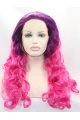 Curly Synthetic Ombre/2 Tone Without Bangs Lace Front Long Women Wigs