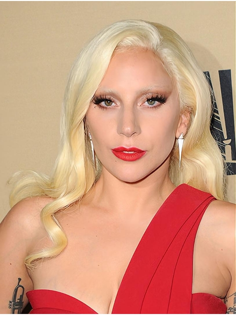 Curly Blonde Long Full Lace Long Without Bangs Synthetic Women Lady Gaga Wigs