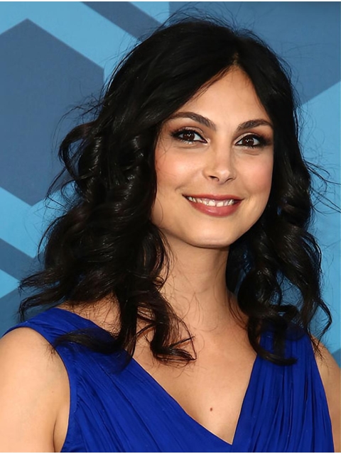 Curly Long Black Synthetic Lace Front Women Morena Baccarin Wigs