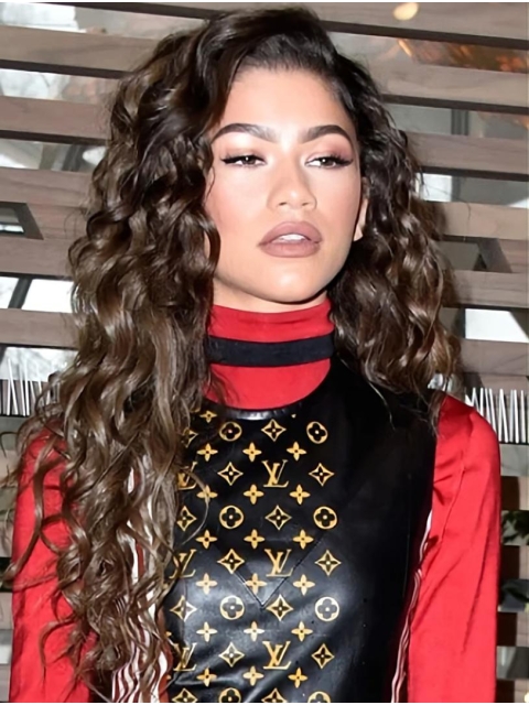 Lace Front Curly Long Without Bangs Synthetic Women Zendaya Wigs