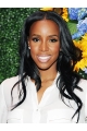 Curly Black Without Bangs Lace Front Long Human Hair Women Kelly Rowland Wigs