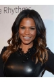 Without Bangs Curly Long Black to Brown Lace Front Nia Long Wigs