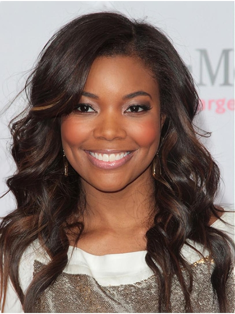 Without Bangs Curly Long Ombre/2 Tone Lace Front Gabrielle Union Wigs