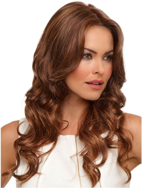 Affordable Auburn Curly Lace Front Synthetic Long Women Wigs