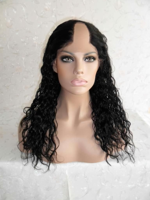 Wholesome Black Curly Lace Front Long U Part Human Hair Women Wigs