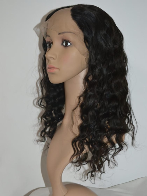 Top Black Curly Lace Front Long Human Hair U Part Women Wigs