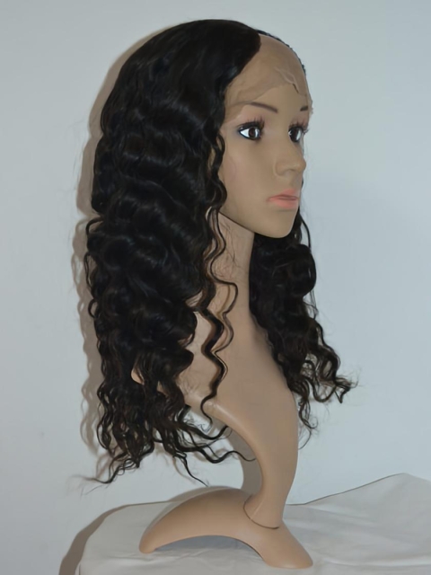 Top Black Curly Lace Front Long Human Hair U Part Women Wigs