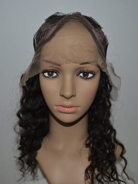 Top Black Curly Lace Front Long Human Hair U Part Women Wigs