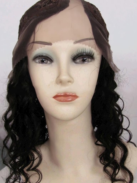 Perfect Black Curly Lace Front Long Human Hair U Part Women Wigs