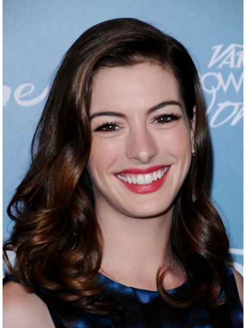 Discount Auburn Curly Capless Long Human Hair Anne Hathaway Women Wigs