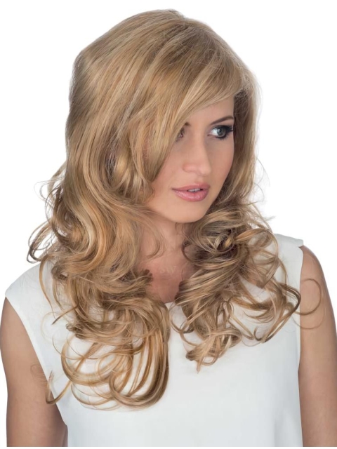 Blonde Curly Remy Human Hair Stylish Long Women Wigs