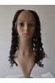 Sleek Black Curly Lace Front Long U Part Human Hair Women Wigs