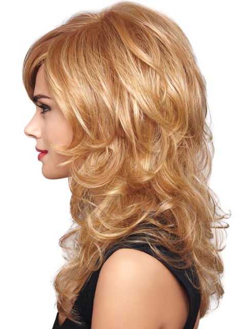 Gentle Blonde Curly Lace Front Long Women Wigs For Cancer