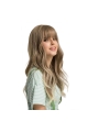 Blond Long Wavy Synthetic Wigs with Fluffy Air Bangs For Women