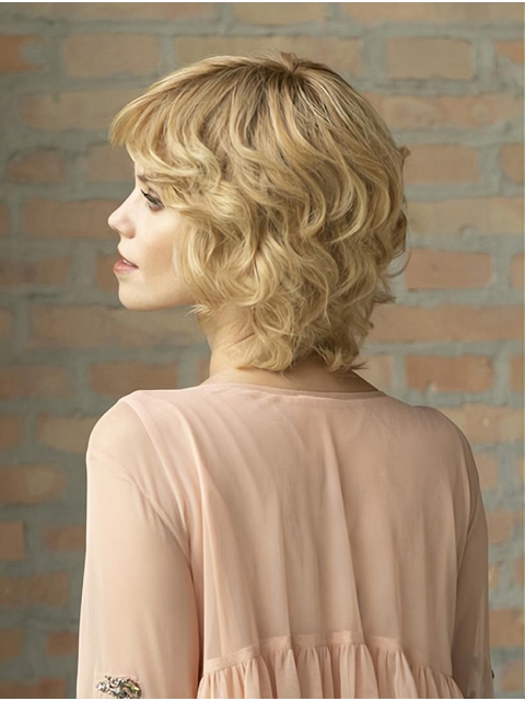 Blonde Curly Capless  Synthetic 10" Layered Sassy Short Wigs For Women