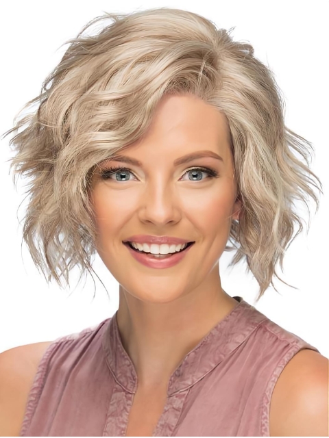 Affordable Blonde Lace Front Curly Classic Short Wigs Without Bang