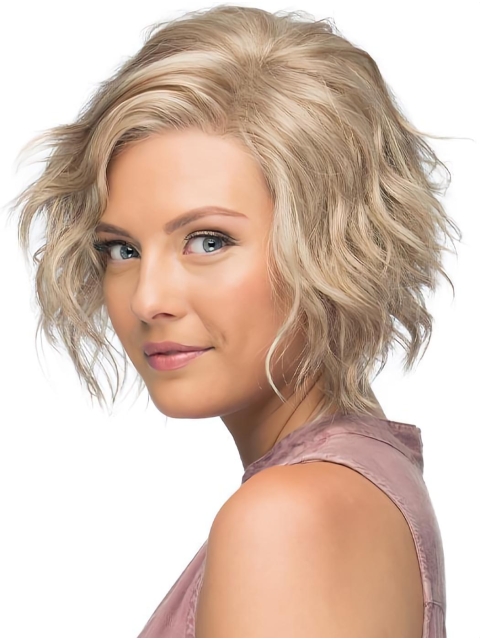 Affordable Blonde Lace Front Curly Classic Short Wigs Without Bang