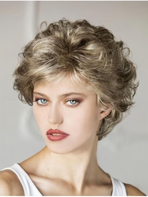 Cheap Curly Blonde Short Classic Synthetic Wigs For Sale