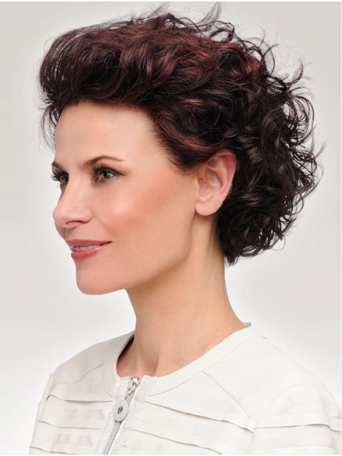 Auburn Curly Short Amazing Synthetic Monofilament Wigs 