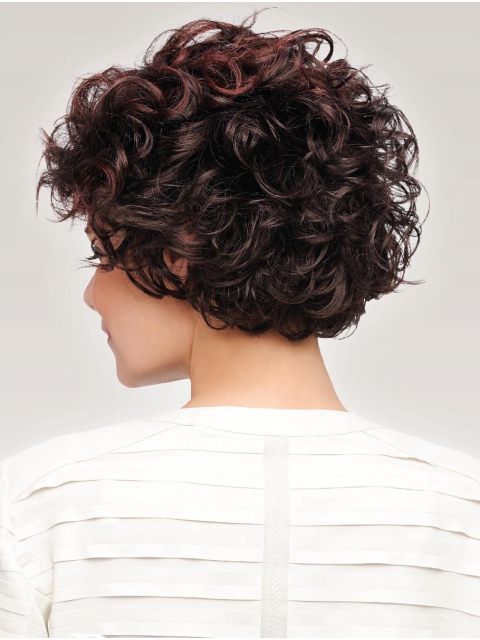 Auburn Curly Short Amazing Synthetic Monofilament Wigs 