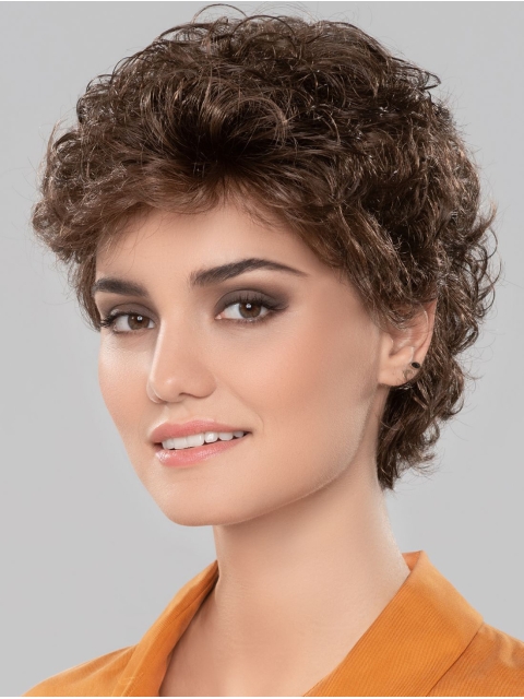 2021 Curly Brown Short 8" Gorgeous Classic Womens Wigs For Sale