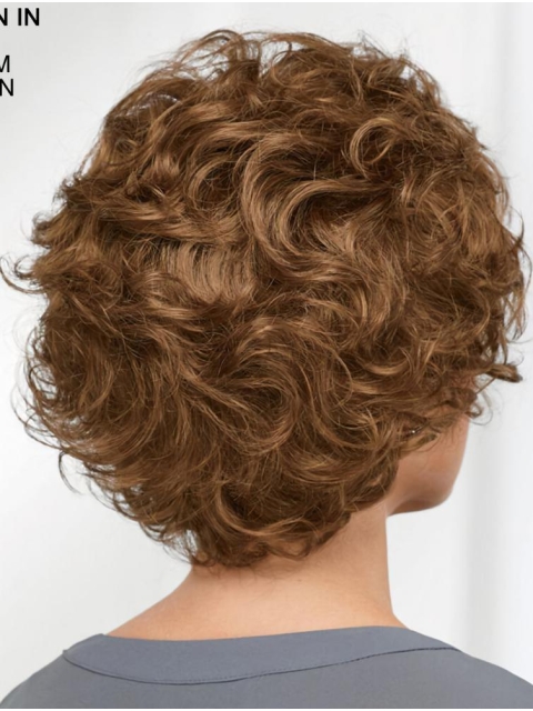 Curly Brown Short 8" Designed Classic Synthetic Wigs For Older Women