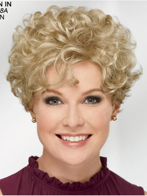 Curly Blonde Short 8" Trendy Classic Wigs For Old Women