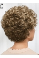 Fascinating Fluffy Short Curly Blonde Synthetic Hair monofilamen Wigs 10 Inches