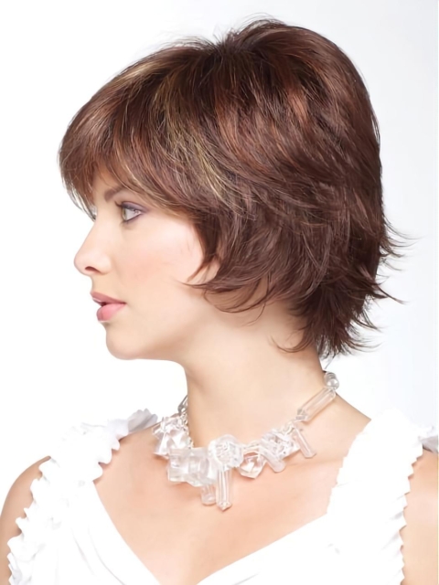 New Arrival Short Layered Straight Capless Synthetic curly Wig With Bangs 