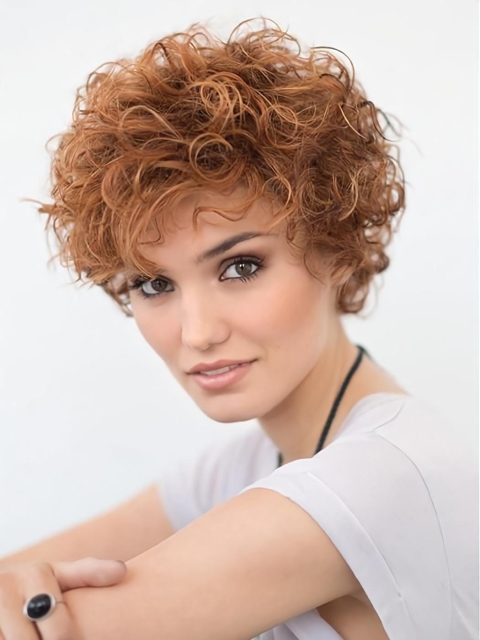 8inch Short Curly Blonde Top High Quality Natural Synthetic Lace Wigs For Older