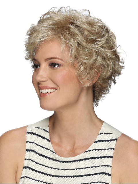 Layered Synthetic Hair Short Wavy 8 Inches Lace Front Wigs for Older Women