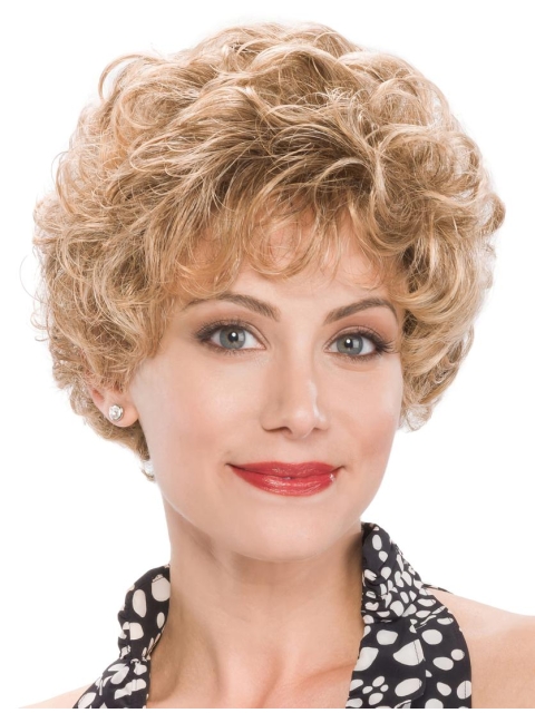 Popular Blonde Sexy Cheap Short Wavy capless Wig 8 Inches For Older Women