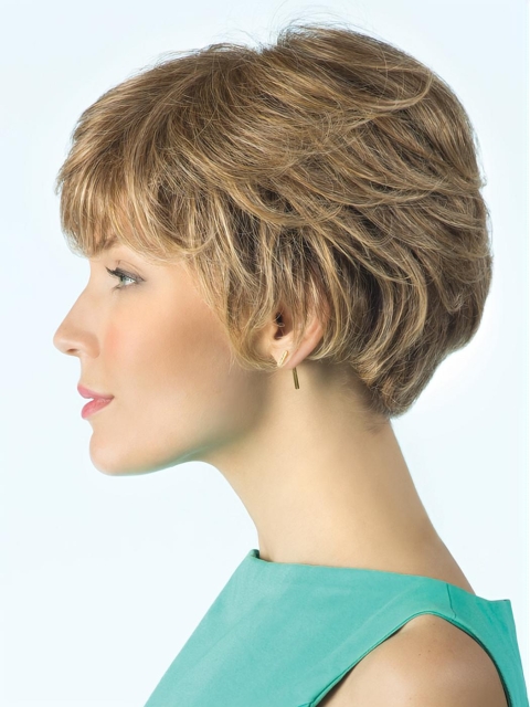 Pretty Amazing Smart Short Layered Cut 100% Hand-tied Curly Blonde Short Human Hair Wigs