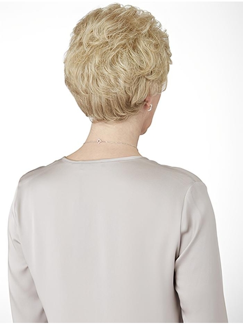 Trendy Short Curly 4" Blonde Synthetic Lace Front Wigs For Older Women