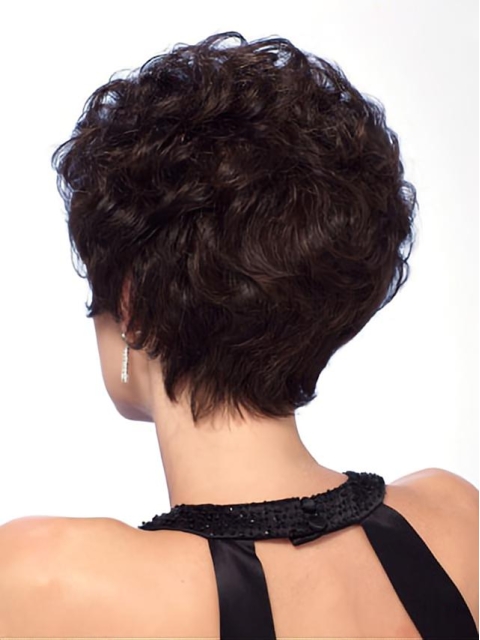 Suitable Natural Looking Black Curly Short Classic Lace Front Human Hair Wigs For Women