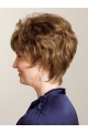 Tempting Auburn Curly Short Classic Human Hair Wigs For Older Women