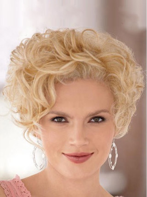 Blonde Short Curly Online Heat Friendly Synthetic Wigs For Older Women