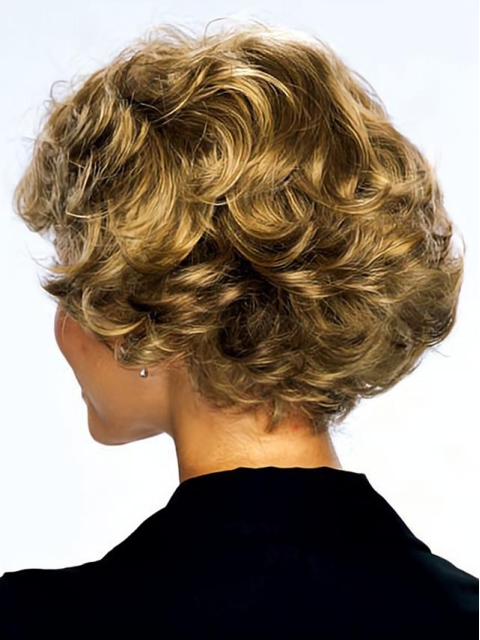 Comfortable Blonde Curly Short Classic Lace Front Wigs For Older Women