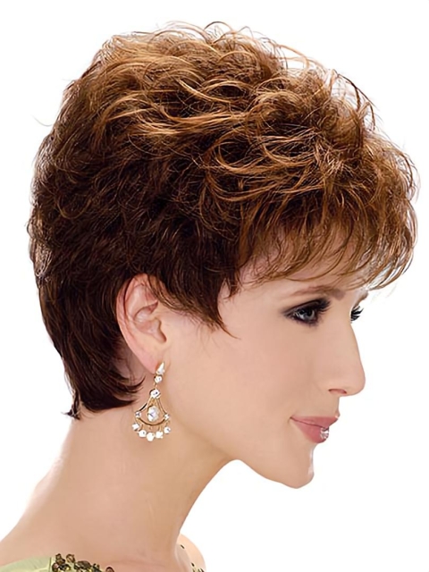 Women's Short Hairstyles for Fine Hair Pixie Cut Side Part curly Synthetic Hair Wigs