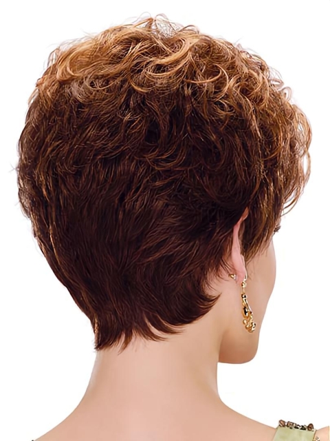 Women's Short Hairstyles for Fine Hair Pixie Cut Side Part curly Synthetic Hair Wigs