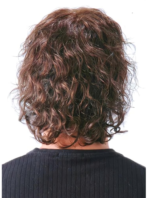 Natural Looking Monofilament Curly Remy Human Hair Polite Men Toupees