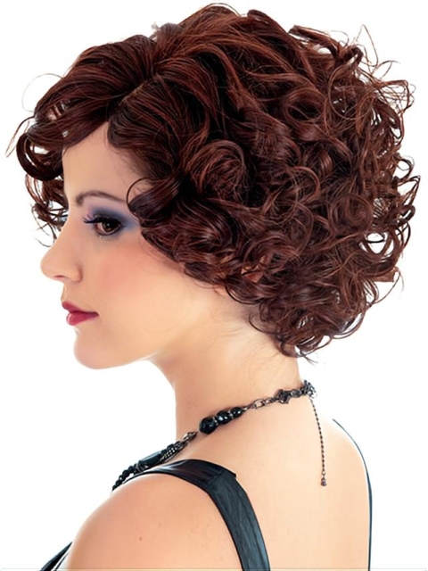 New Designed Auburn Curly Short Classic Synthetic Capless Wigs For Women