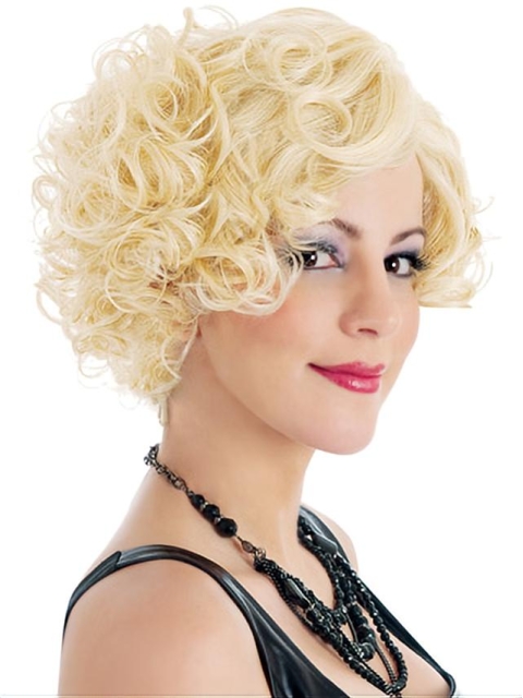 New Designed Auburn Curly Short Classic Synthetic Capless Wigs For Women