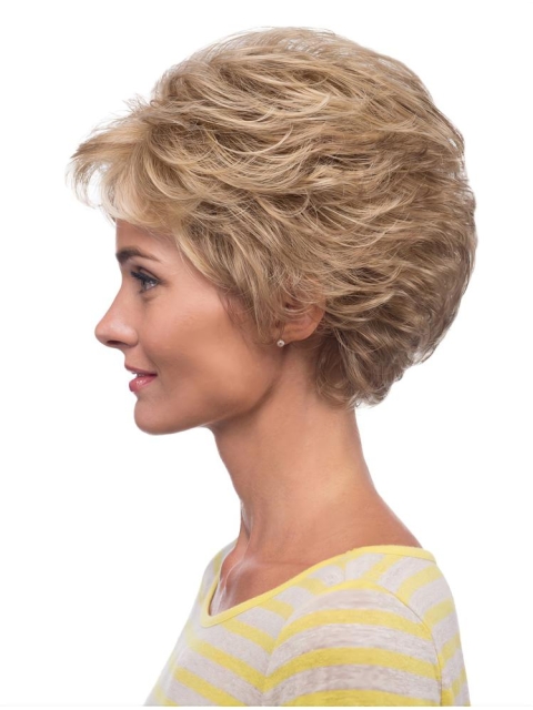 Lovely Short Blonde Lace Front Classic Curly Synthetic Wigs For Women