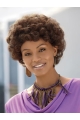 Short Curly Dark Brown Mixed Color Layered Hairstyle with Full Bangs Capless African American Wigs For Black Women