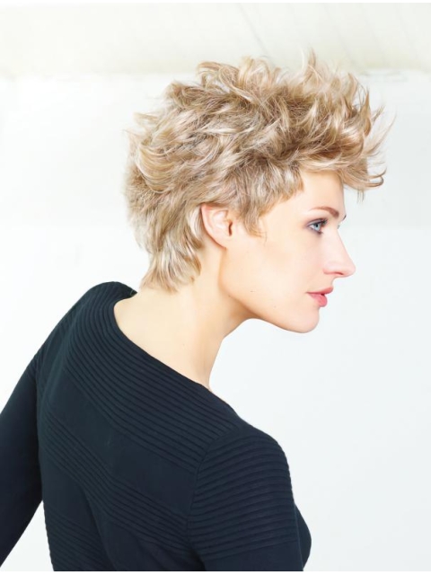 Perfect Blonde Short Curly Boycuts Popular Lace Front Synthetic Wigs