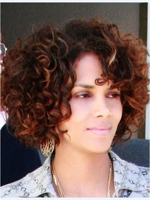 Halle Berry Voluminous and Vivacious Short Curly Lace Front Human Hair wigs For Women